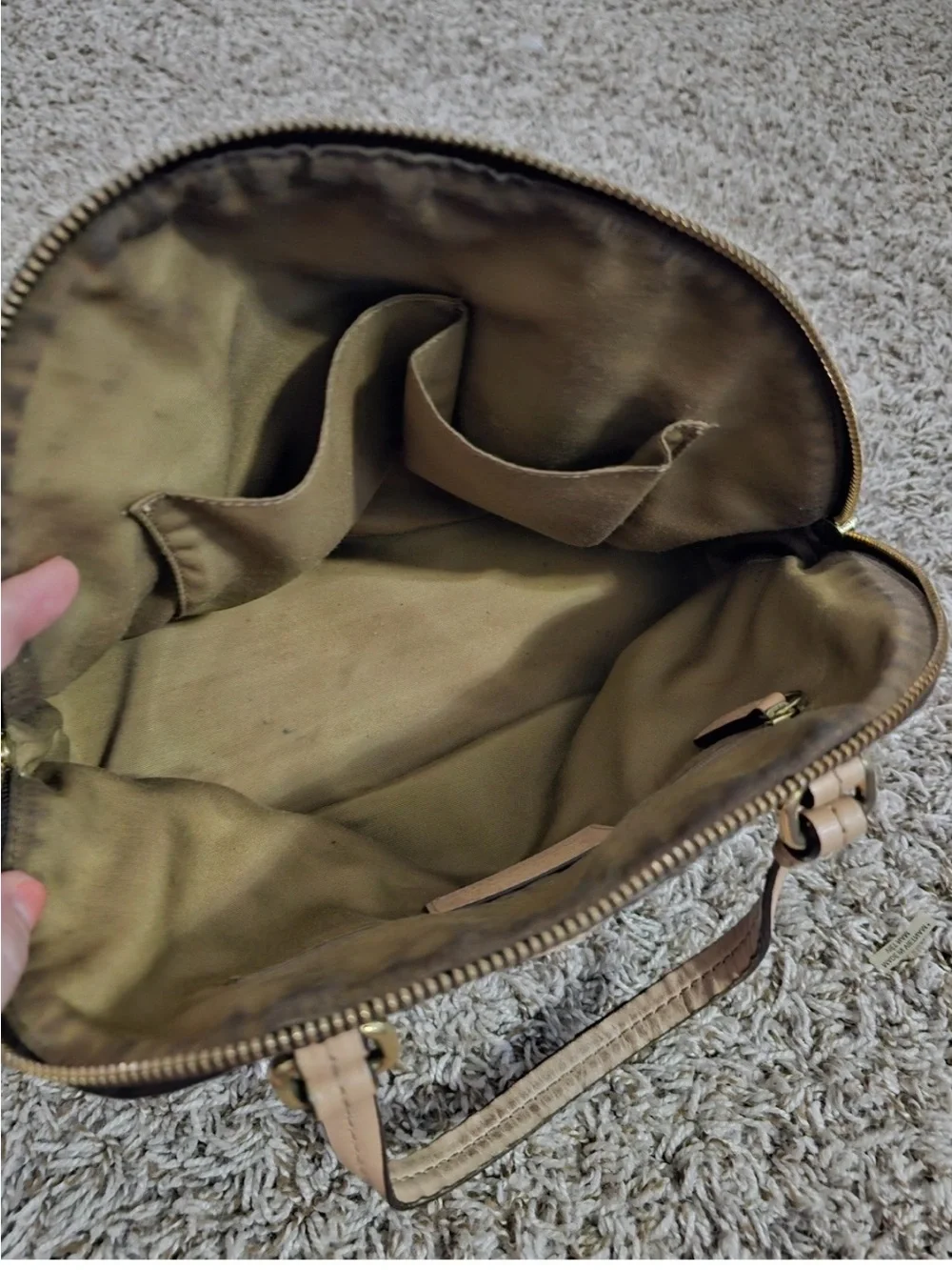 Coach Brown Signature Dome Satchel with Tan Trim and Red Tag